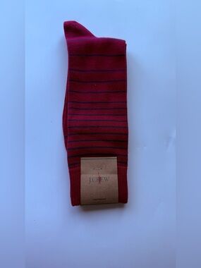 J. Crew MENS Red Socks with Thin Navy Stripes